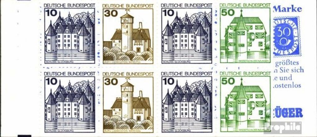 Briefmarken BRD (BR.Deutschland) 1980 Mi MH22e (kompl.Ausg.) postfrisch Burgen und Schlösser