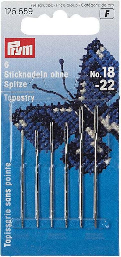 Prym 125558, Handnähen, Gobelinnadel, Edelstahl, Silber, 0,8 mm, 37 mm