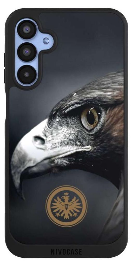 NIVOCASE Handyhülle für Samsung Galaxy A15 5G Hülle NIVOpure Case Schwarz Adler Eintracht Frankfurt Offizielles Lizenzprodukt