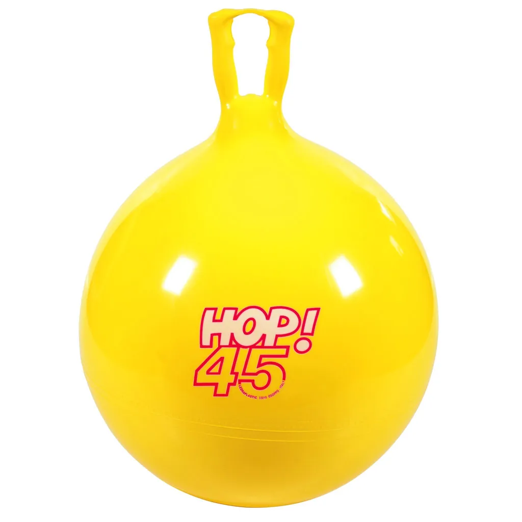 Ballon de Saut Gymnic HOP 45 cm Jaune - Poignée Sécurisée et PVC Résistant