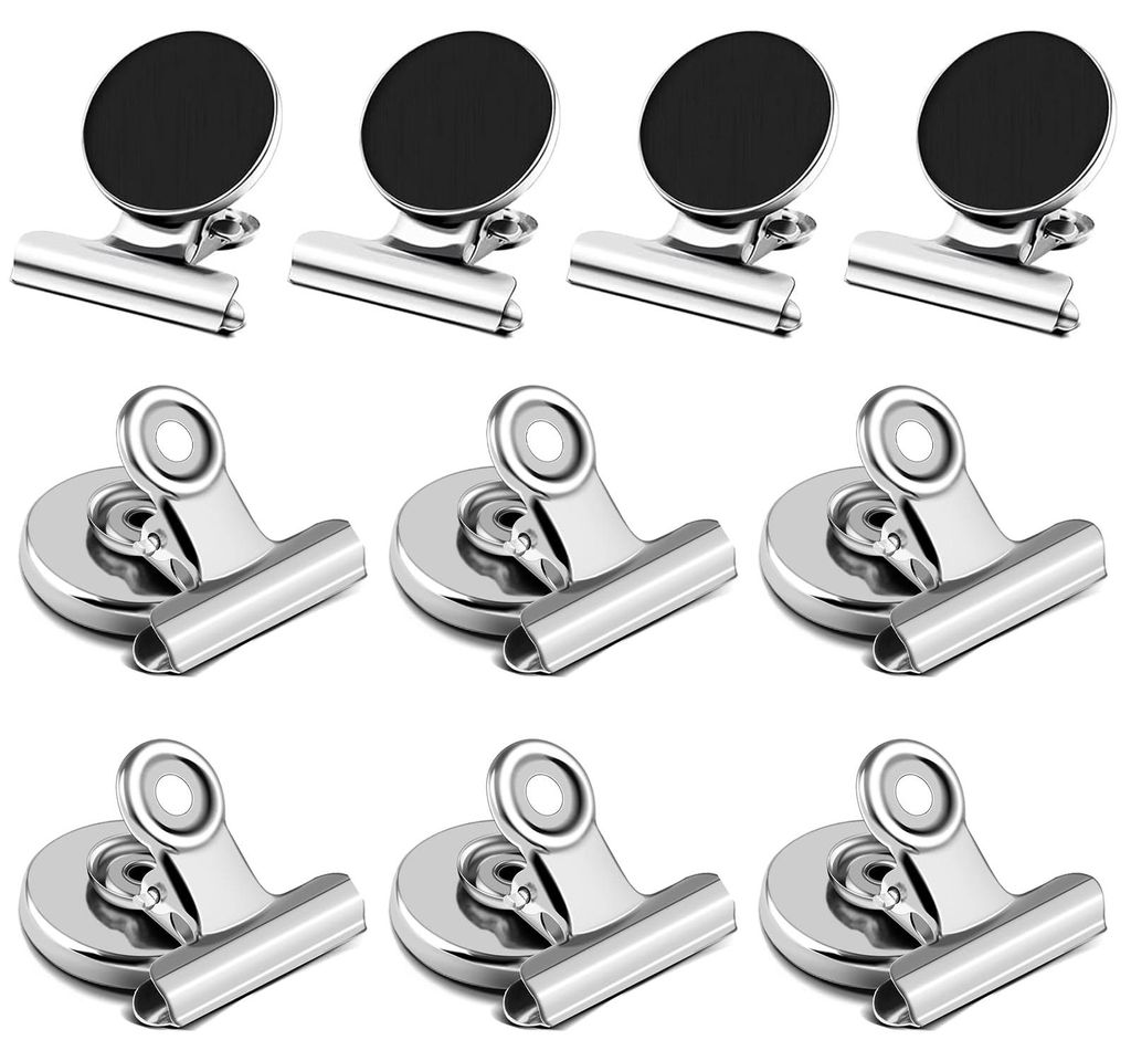 Magnetische Klemmen, 10 Stück, magnetische Klemmen für Kühlschrank, Schule, Büro, Tafel (silber)