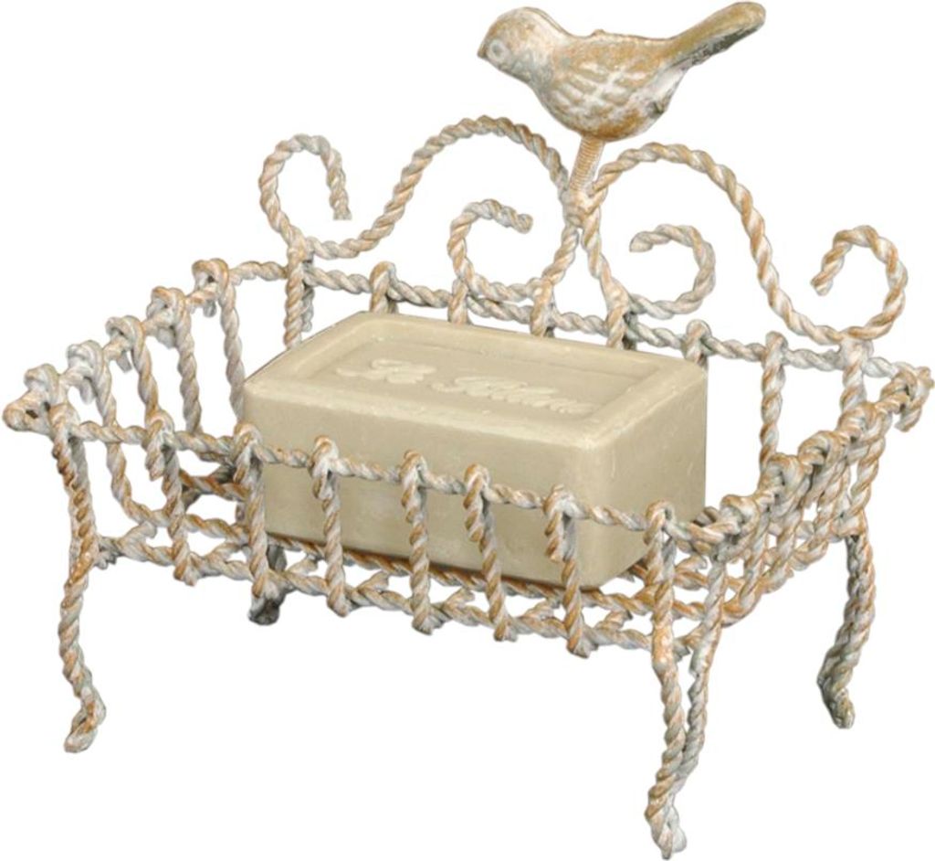Clayre & Eef Seifenschale Vogel 9x6x14 cm Beige Eisen