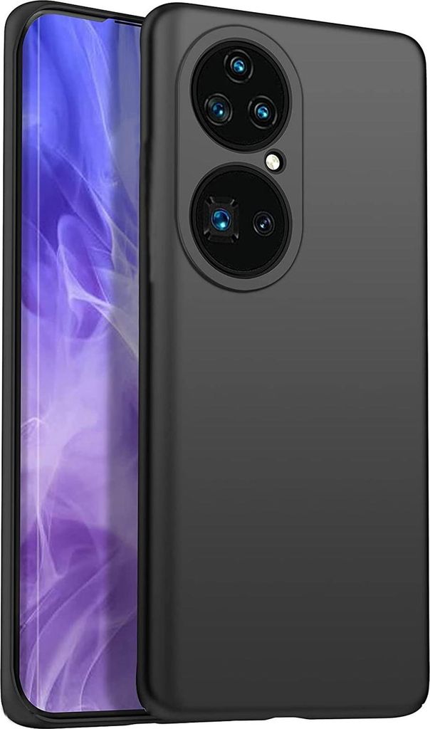 A black silicone phone case is shown from a diagonal angle, with the phone inside visible on the left.