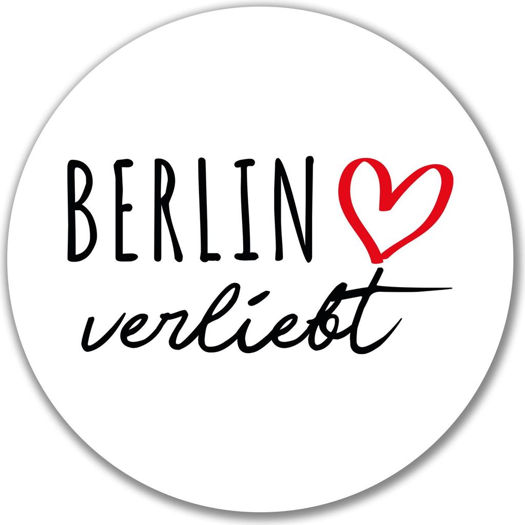 Huuraa Aufkleber Berlin verliebt 10cm rund Sticker Geschenkidee