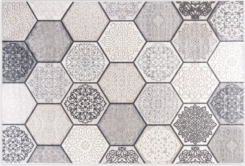 In- und Outdoor-Teppich "Classic Hexagon Tiles Grey M" 120x170cm für Innen und Außen