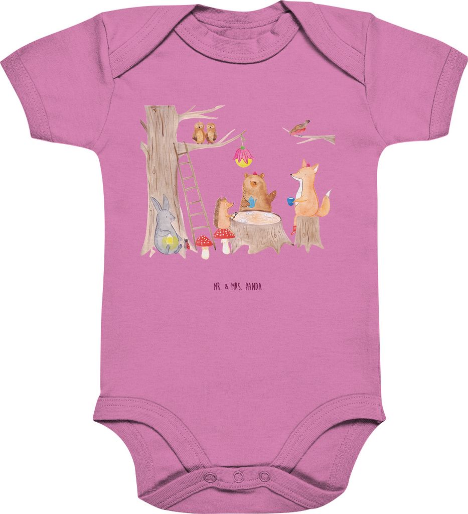 Mr. & Mrs. Panda Strampler Baby Waldtiere Picknick 3. - 6. Monat - Bubble Gum Pink - Geschenk, Babystrampler, Maus, Eichhörnchen, Lustige Sprüche...