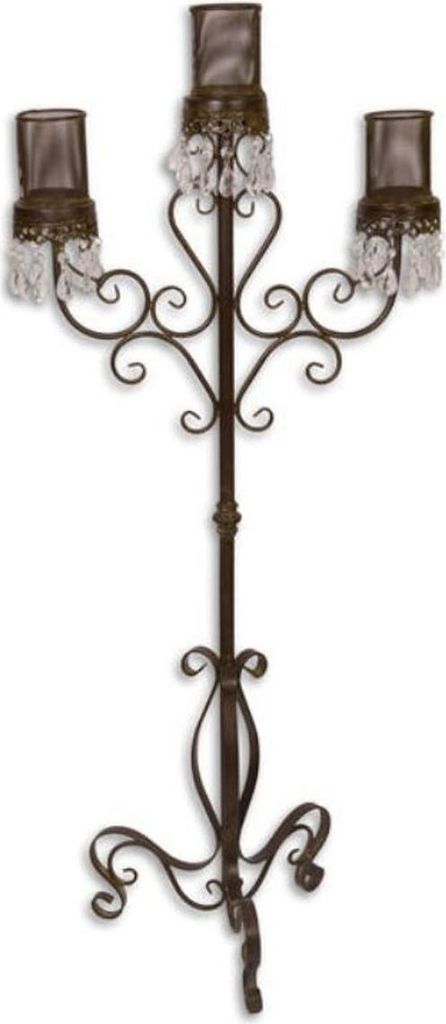 Casa Padrino Kerzenhalter / Kerzenständer Braun 49 x 32 x H. 118 cm - Gartendekoration im Jugendstil
