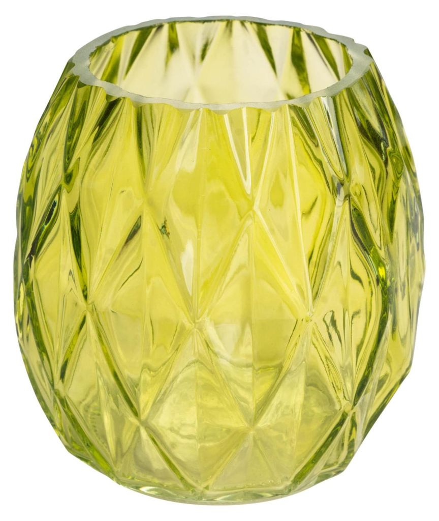 SANDRA RICH, "BELIZE" Teelichthalter, Teelichtglas 9cm HELLGRÜN