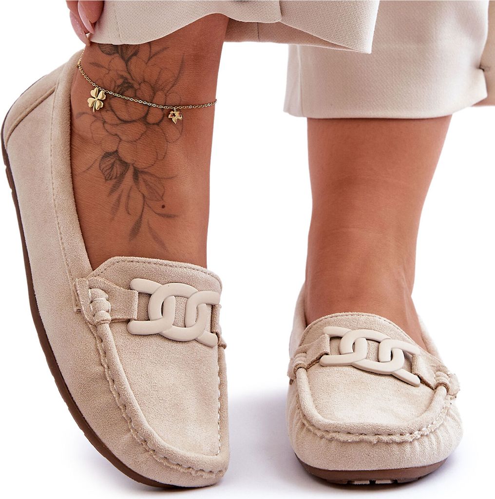 Damenmodische Wildleder-Mokassins Beige Rabell 36 Produktbild 