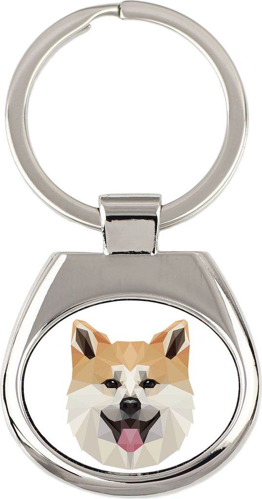 Akita, Akita Inu - geometrischer Schlüsselanhänger mit Foto und Aufschrift Art-Dog