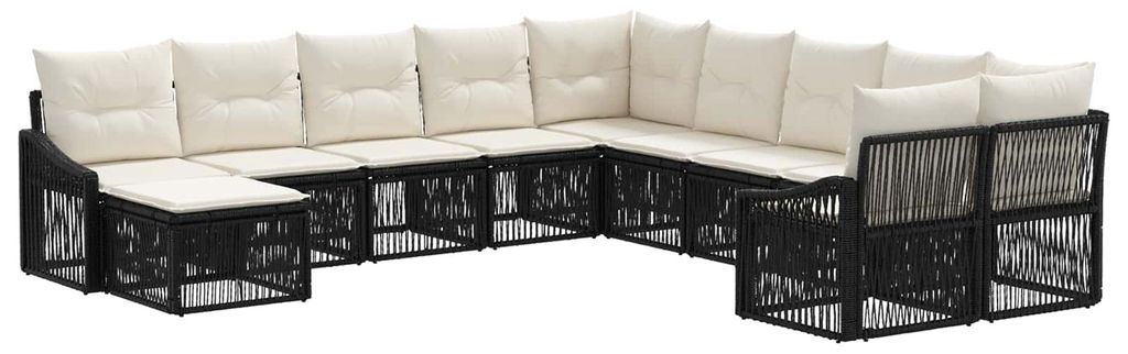 vidaXL Gartensofa-set 11 pcs Schwarz Poly-Rattan