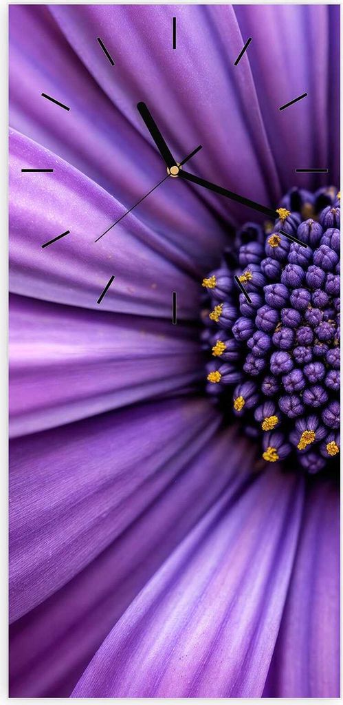 Wanduhr aus Glas mit Motiv Blume Nahaufnahme- 30 x 60 cm - inkl. Aufhängesystem