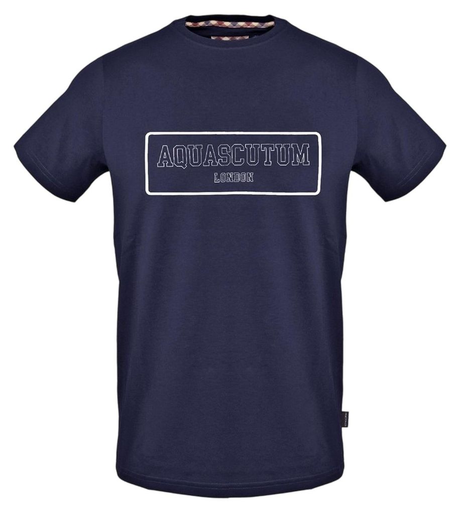 Aquascutum - T-Shirt für Herren/Damen Uni, Rundhalsausschnitt GT25754 (XXL) (Marine)