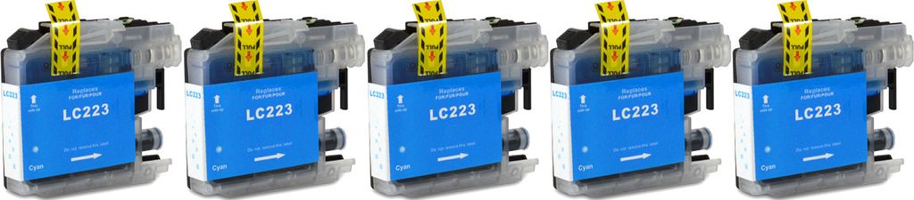 5 compatibele inktpatronen LC-223 cyaan voor Brother Productafbeelding 