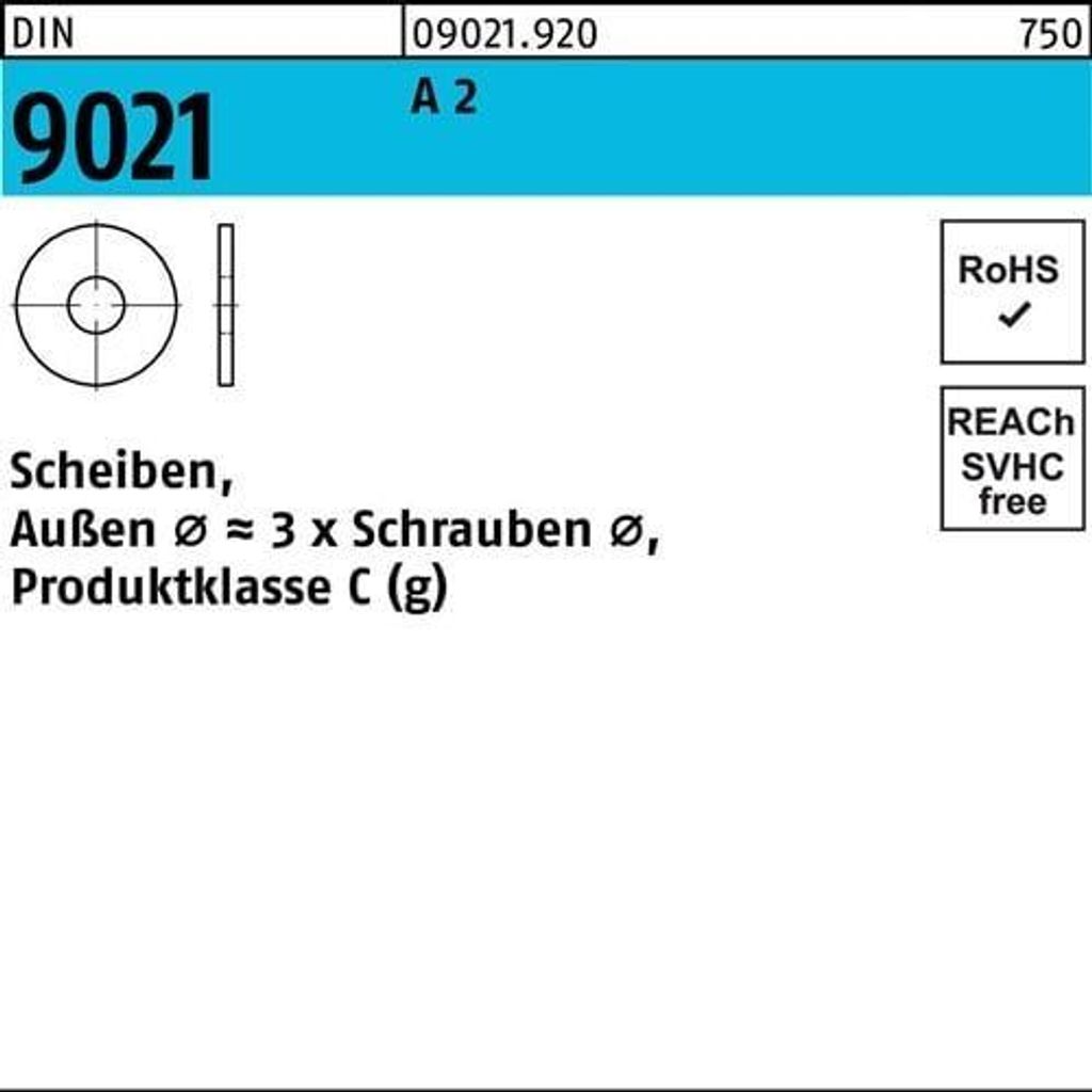 Reyher 9021 A2 U-Scheibe 10,5 x30x2,5 (500 Stück)