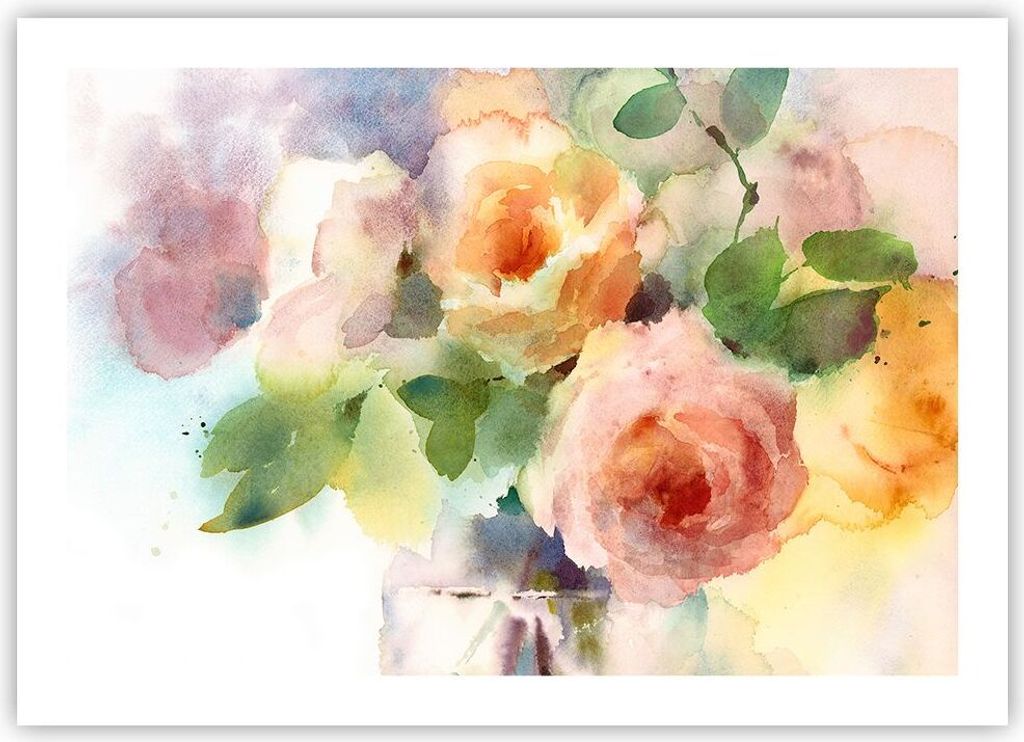 Poster - Poster ohne Rahmen - Rose Blume Garten - 70x50 cm - Wand Bild - Wanddeko - Wandbilder - Kunstposter - Wandposter - Bilder - Kunstdruck - W...