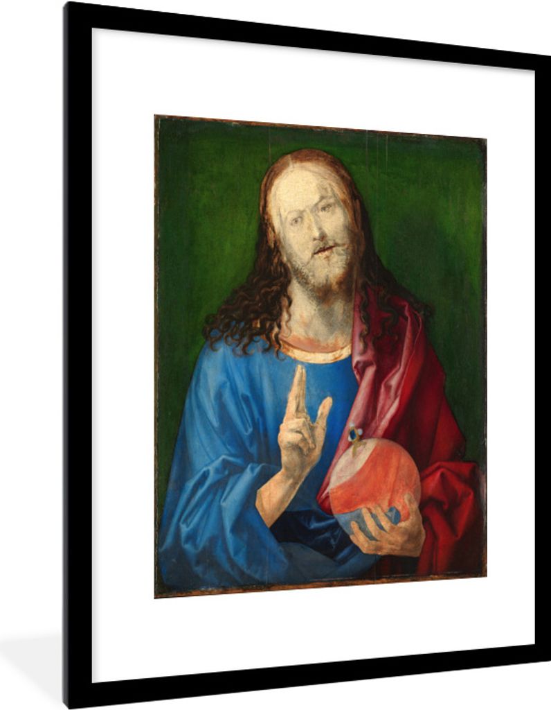 MuchoWow MuchoWow Gerahmtes Poster Salvator Mundi - Gemälde von Albrecht Dürer 60x80 cm - Poster mit zchwarzem Bilderrahmen - Wohnzimmer - De...