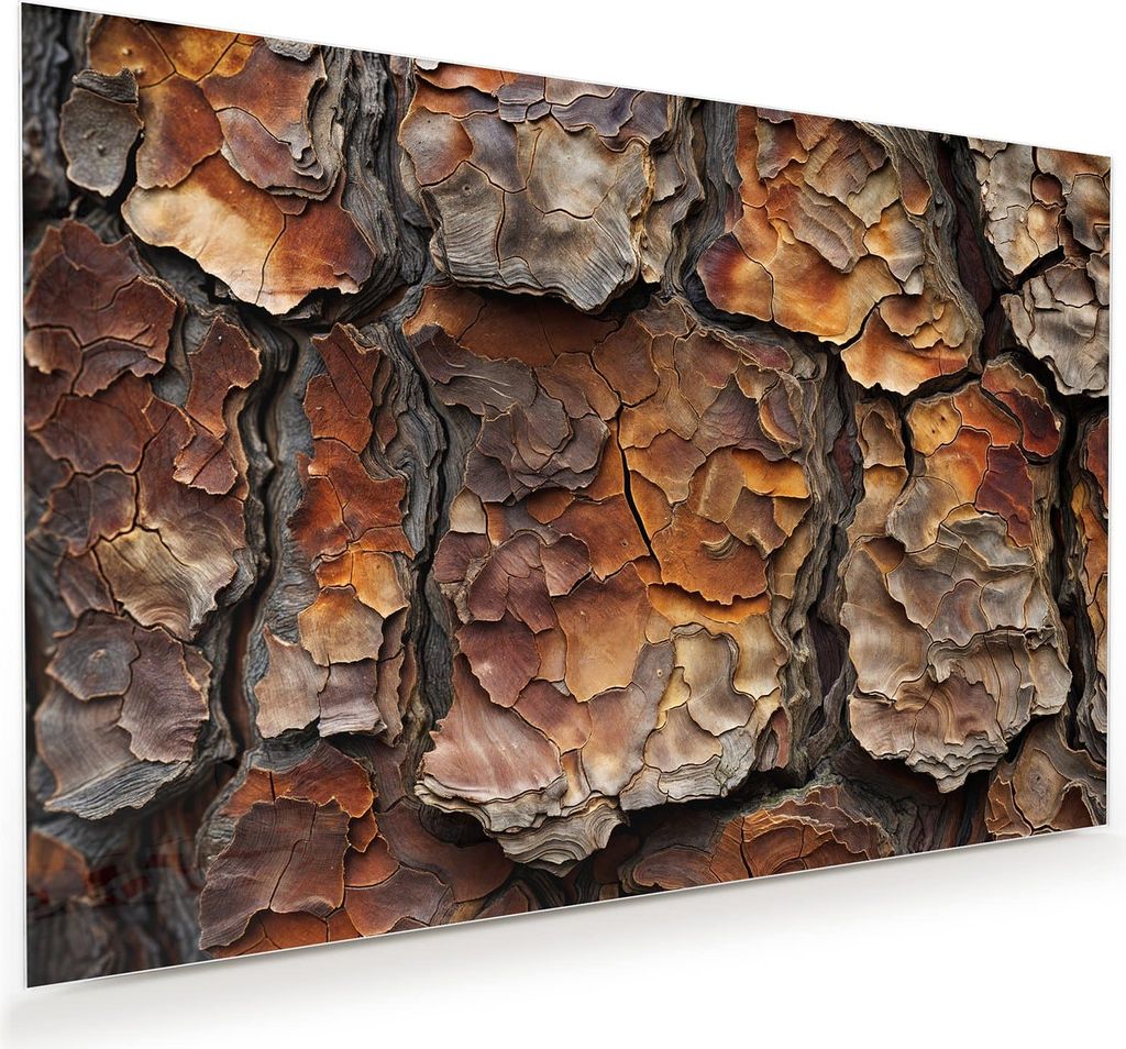 Glasbild 60x40cm in XXL für Wohnzimmer, Schlafzimmer Motiv Baumrindenstruktur