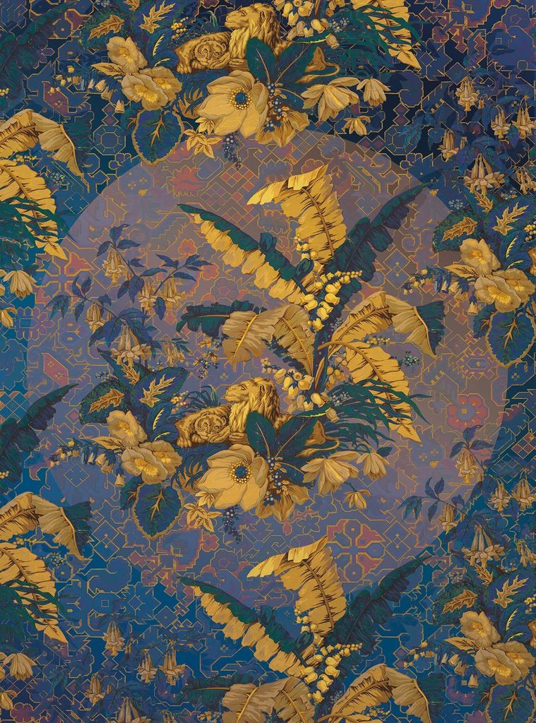 Sanders & Sanders Fototapete Blätter Blau und Gelb 200 x 270 cm