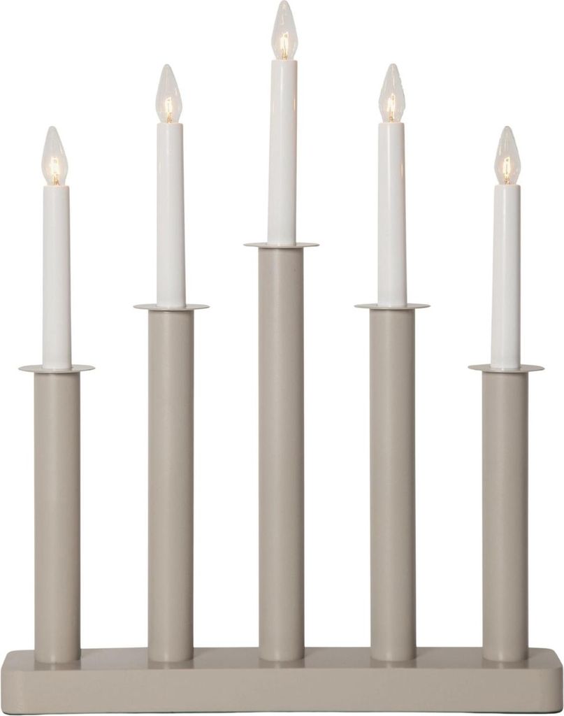 LED Lichterbogen ,Plate', 5-flammig, Holz und Metall, beige