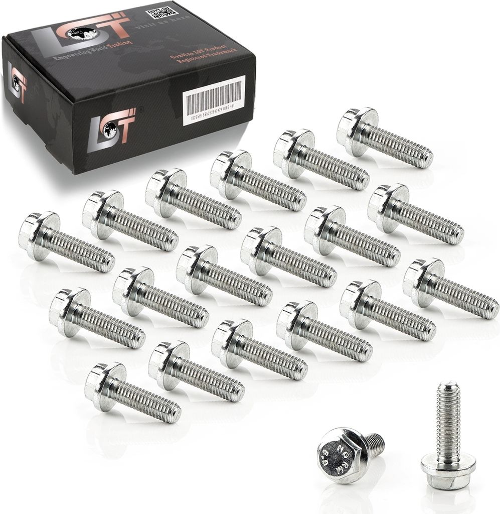 20x Flanschschrauben mit Sechskant GEWINDESCHRAUBE DIN 6921 - M6