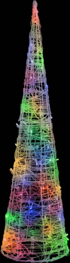 Cône LED multicolore 120 cm : Éclairage de Noël sans entretien en acrylique