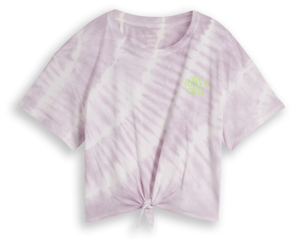 Cropped Batik T-Shirt mit Knoten-Detail