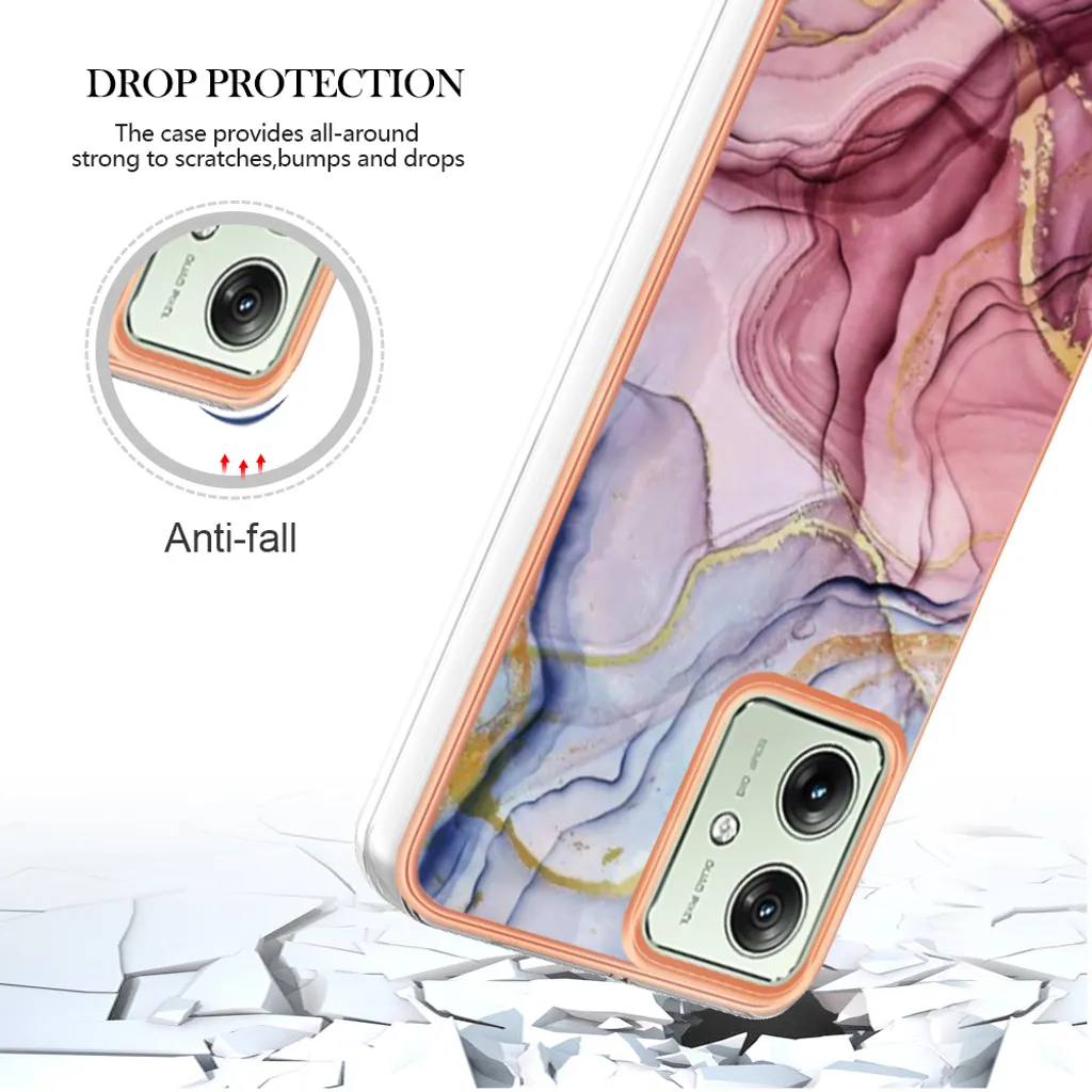 Custodia Motorola Moto G54 Antiurto Silicone TPU Rinforzato Oro Rosa - 6