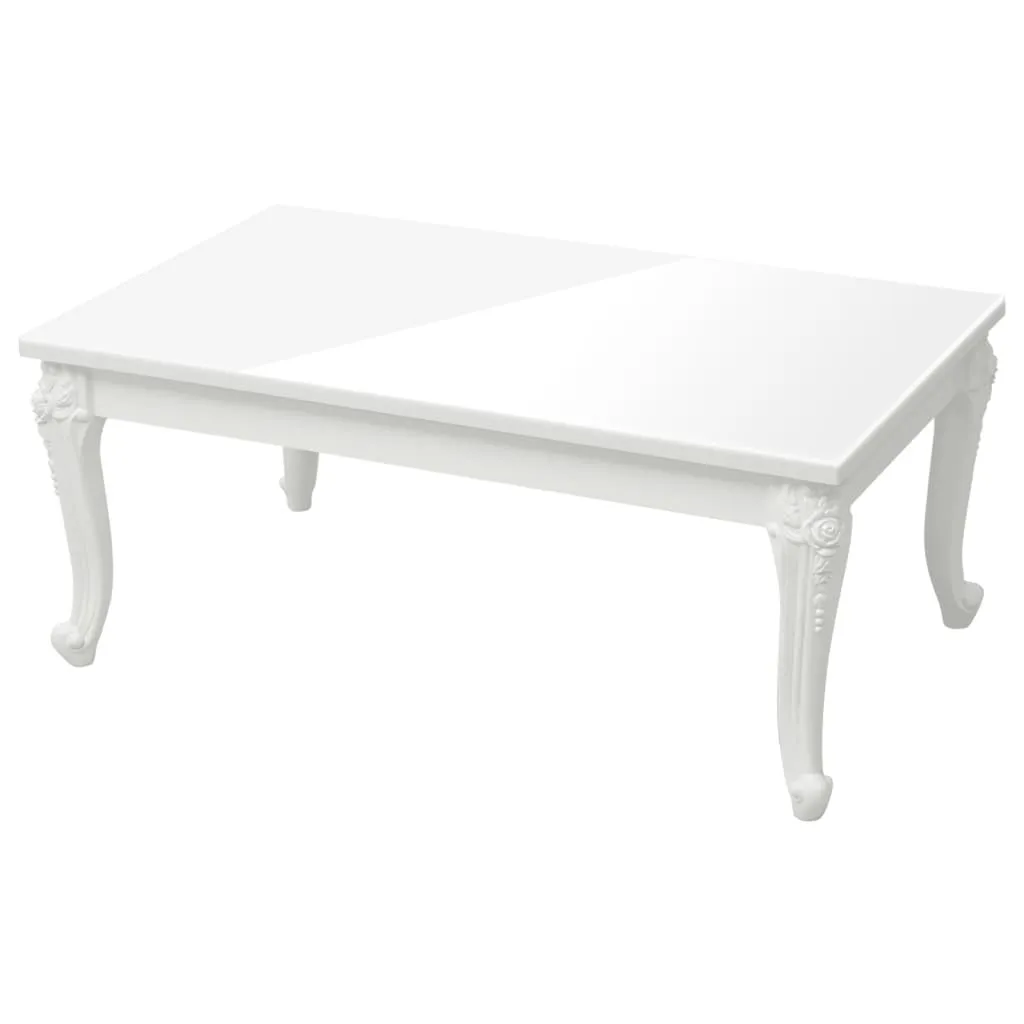 Tavolino bianco lucido 100x50x42 cm materiale a base di legno