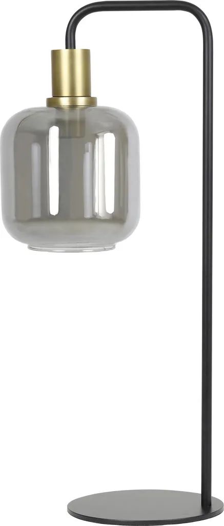 Luminaire de table en verre coloré Lekar Bronze Noir Light & Living E27