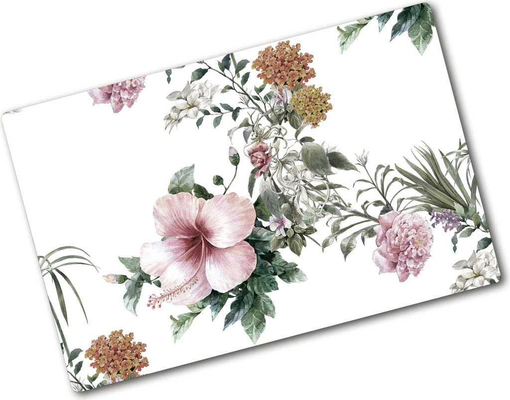 Tulup Glas Herdabdeckplatte - 80x52 cm - Glaskeramikkochfeld-Abdeckung Spritzschutz Glasabdeckplatte - Einteilig - Blumen & Pflanzen - Blumenmuster...