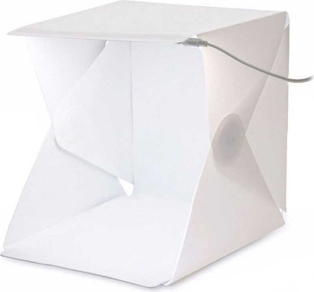 Mini-Fotowürfel Lichtzelt weiß mit LEDs 22 x 24 x 24cm