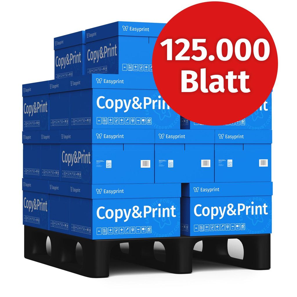 Easyprint Druckerpapier Kopierpapier 125.000 Blatt 25 x 5.000 A4 Premium Hochweiß CIE 160 PEFC