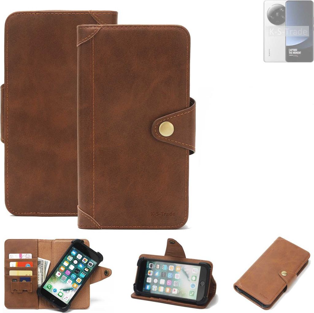 K-S-Trade Handyhülle kompatibel mit Xiaomi 13 Ultra Schutz Hülle Walletcase Bookstyle Tasche Case Handytasche Wallet Flipcase Cover PolyurethanBr...