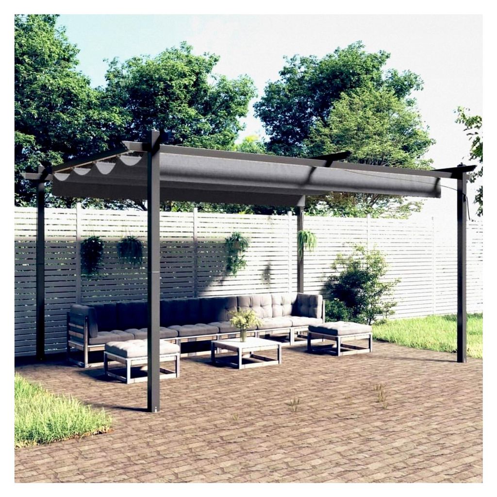 Pavillon mit ausziehbarem Dach 4x3 m in Anthrazit, Gartenzelt für Garten, Party, Festival und Hochzeit