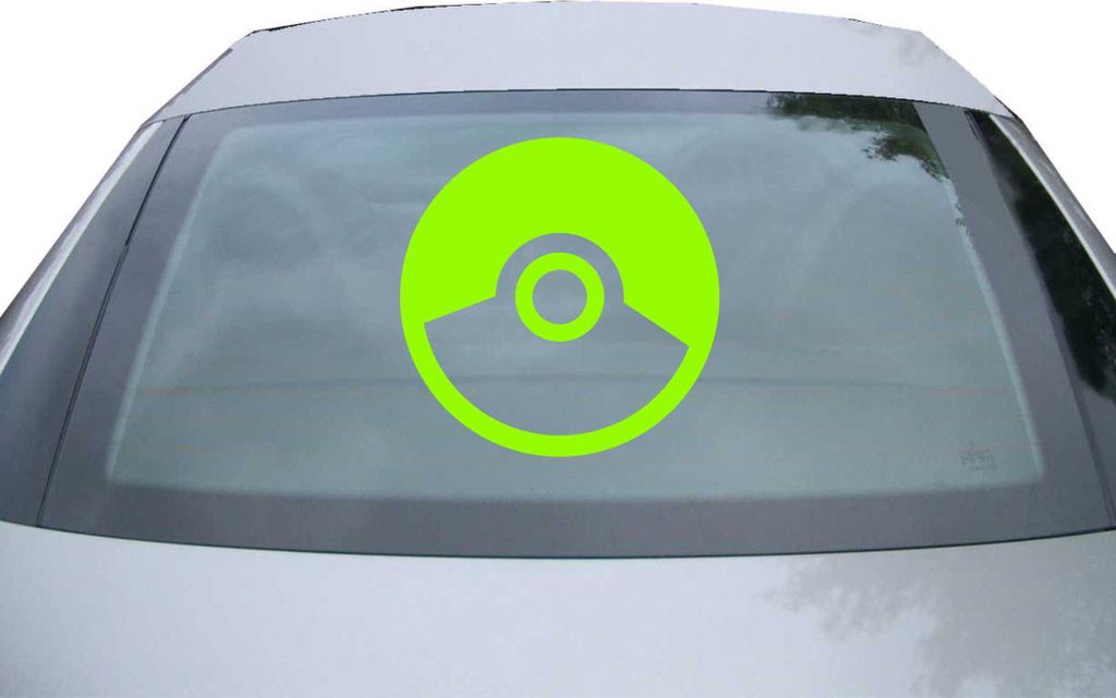 Indigos UG - Aufkleber Heckscheibe & Motorklappe DE7147 - neongrün - 600x600 mm - Pokeball - Meisterball - Catch them - Auto Scheiben Fenster Heck...