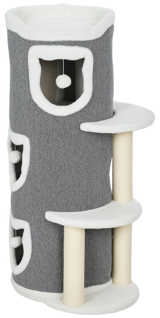 PawHut Krabpalen, 101 cm hoog, kattenhuis met holte, Productafbeelding 