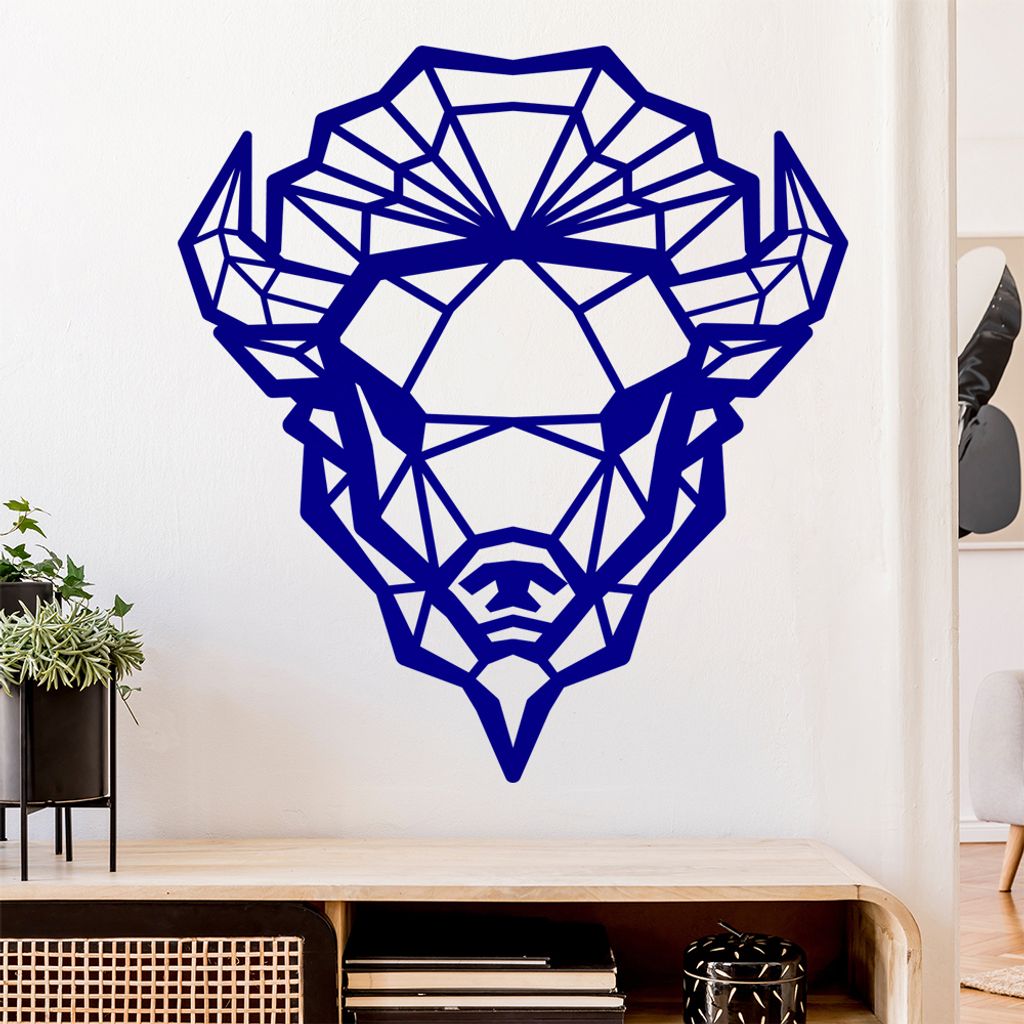 Bison Büffel Polygon Wandtattoo Wandaufkleber Wall Sticker - Dekoration, Küche, Wohnzimmer, Schlafzimmer, Badezimmer