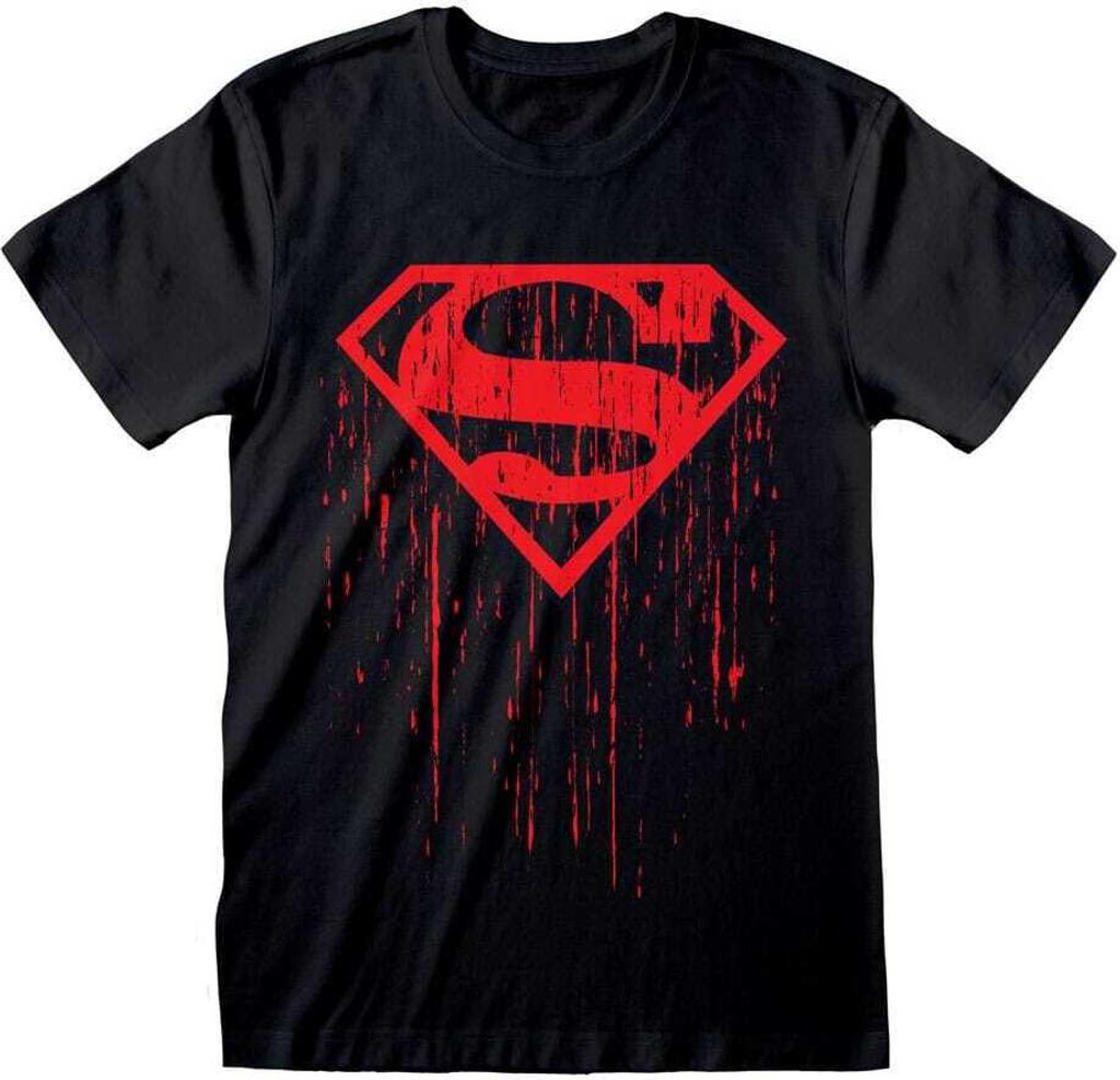 DC Comics Superman - Dripping Symbol - Black T-Shirt - Größe XL
