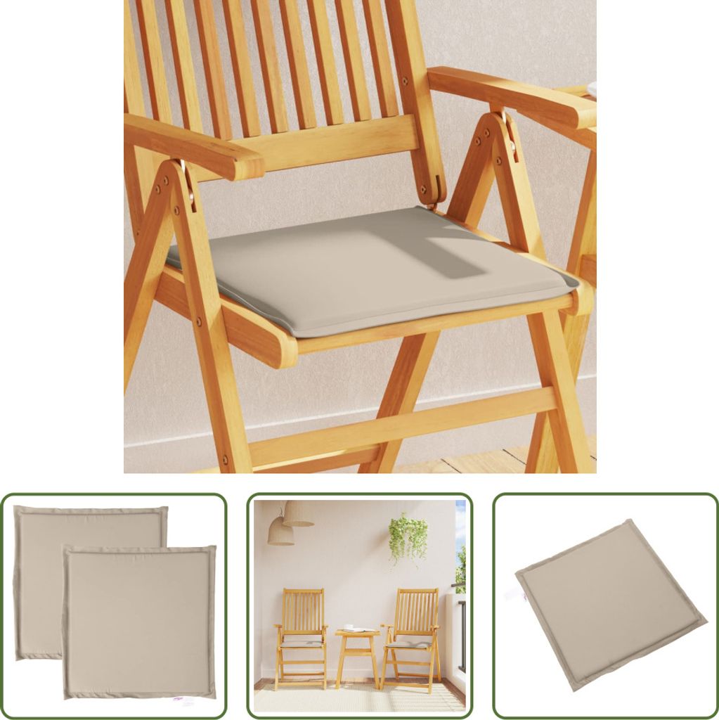 The Living Store Garten-Sitzkissen 2 Stk. Taupe 45x45x2 cm Quadratisch