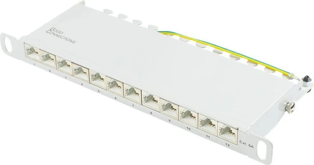 Patchpanel Cat 6A 12 Ports demi-unité 0,5HE pour baie 10 pouces