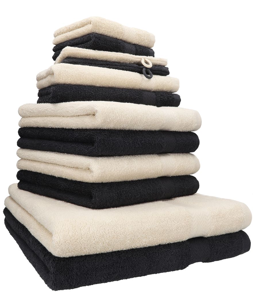 12er Handtuch Set Handtücher Duschtücher PREMIUM 100% Baumwolle honiggelb sand 