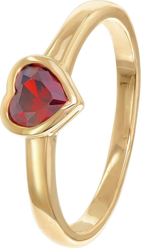 trendor 41559 Damenring Gold 333/8K Mit Rotem Zirkonia Herz, 52/16,6
