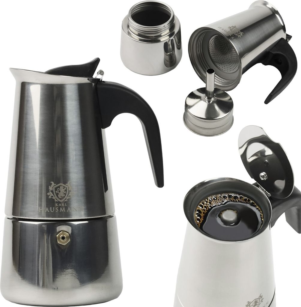 Classic Kaffeemaschine Kaffeekanne Für 6 Tassen Kaffee (300 Ml) Induktion Silber