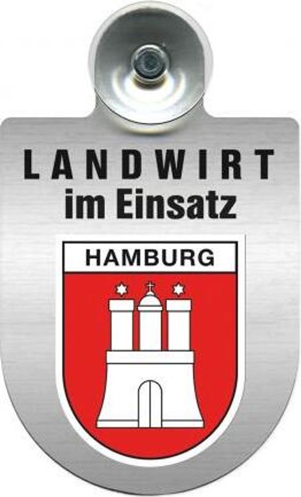 Einsatzschild Windschutzscheibe - Landwirt im Einsatz - 309369 incl. Regionenwappen Color - Region Hamburg