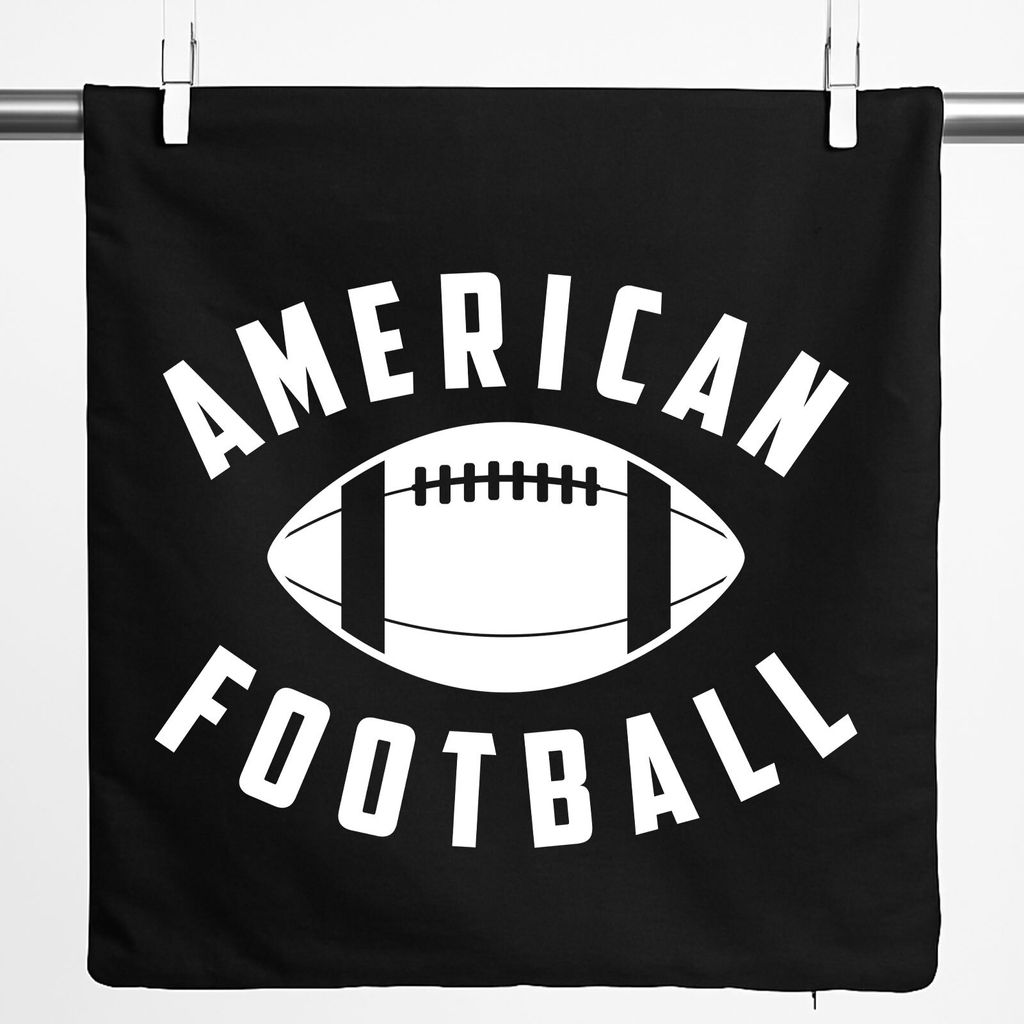 Huuraa Kissenbezug American Football Ball 40x40cm Black Baumwolle Dekokissenbezug Geschenkidee
