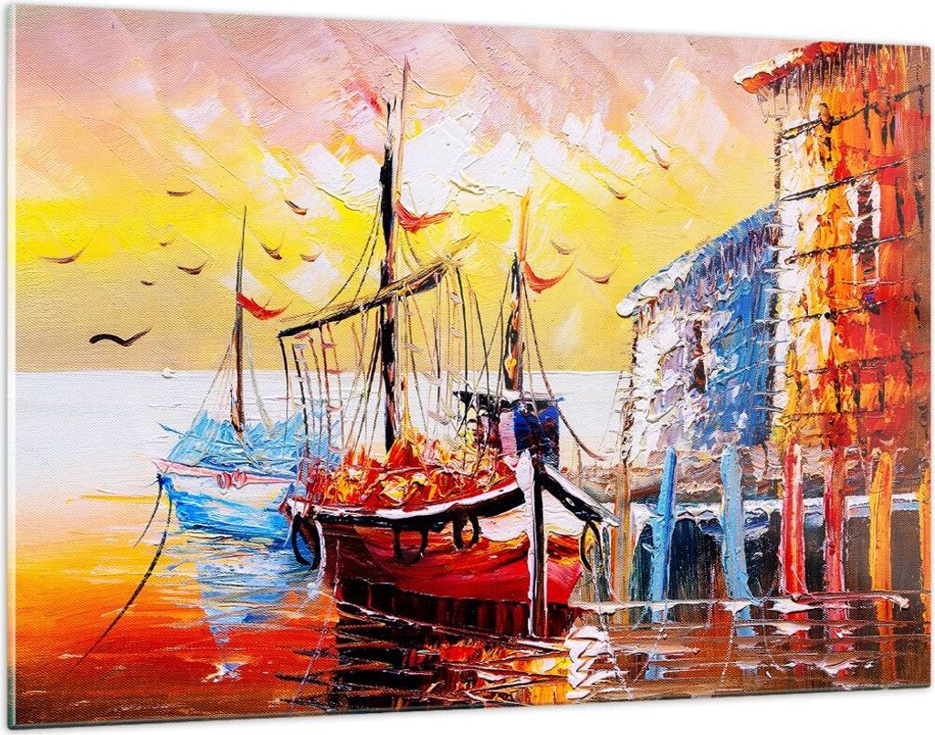 Bilder auf glas - Boot Segel Meer - 120x80cm - Glasbilder - Wandbilder - Kunstdruck - zum Aufhängen bereit - Wanddekoration aus Glas - Glas Bilder...