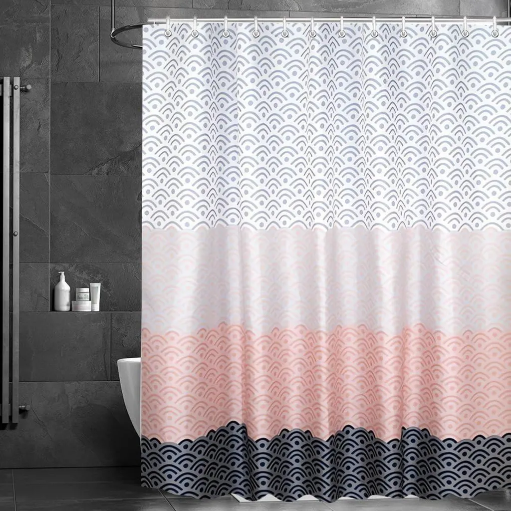 Tenda da doccia fiore 100x200cm Tenda da bagno in poliestere tessile impermeabile con occhielli 6 anelli