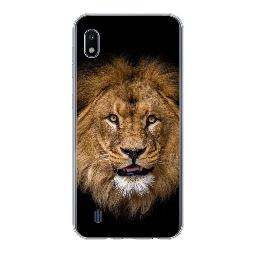 MuchoWow Handyhülle Schutzhülle Hülle für Samsung Galaxy A10 Löwe - Porträt - Schwarz - Tiere Silikon Softcase Handy Hülle - Schutzhülle