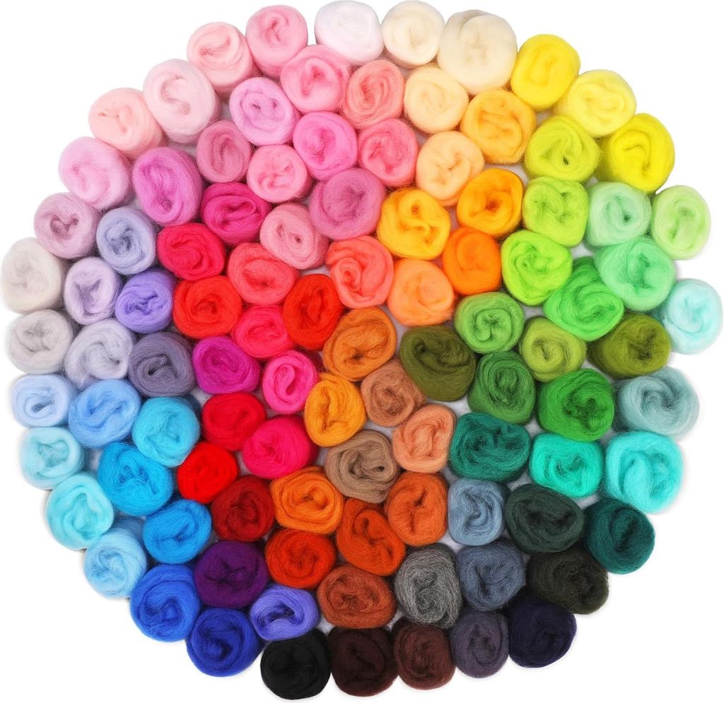 STILVORA Bastelsets, Filz DIY Set, 100 bunte Filzwolle Farben für Bastelprojekte, Handarbeit & kreative DIY-Projekte, ideal für Kinder & Erwachsene